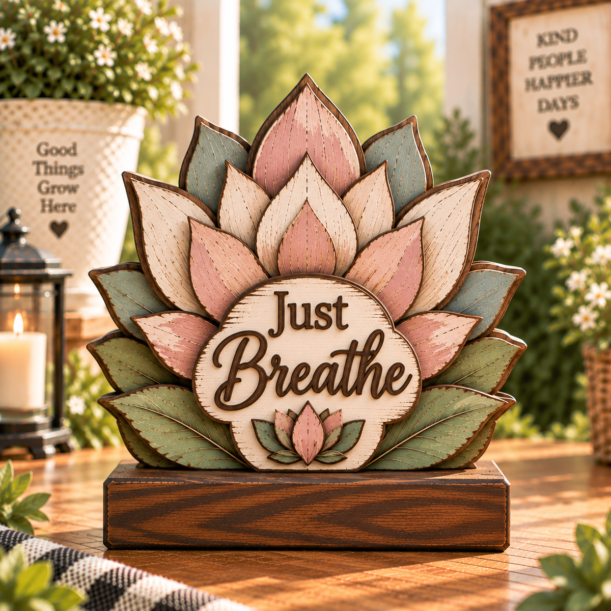 Just Breathe garden wood decor