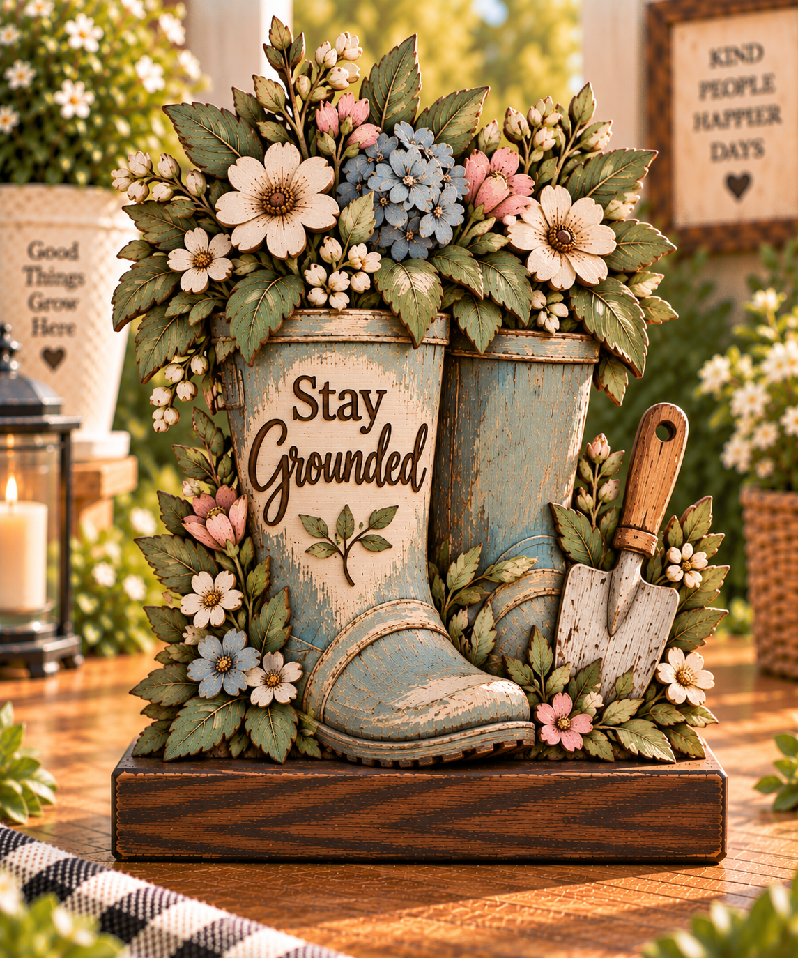 Stay Grounded garden wood decor