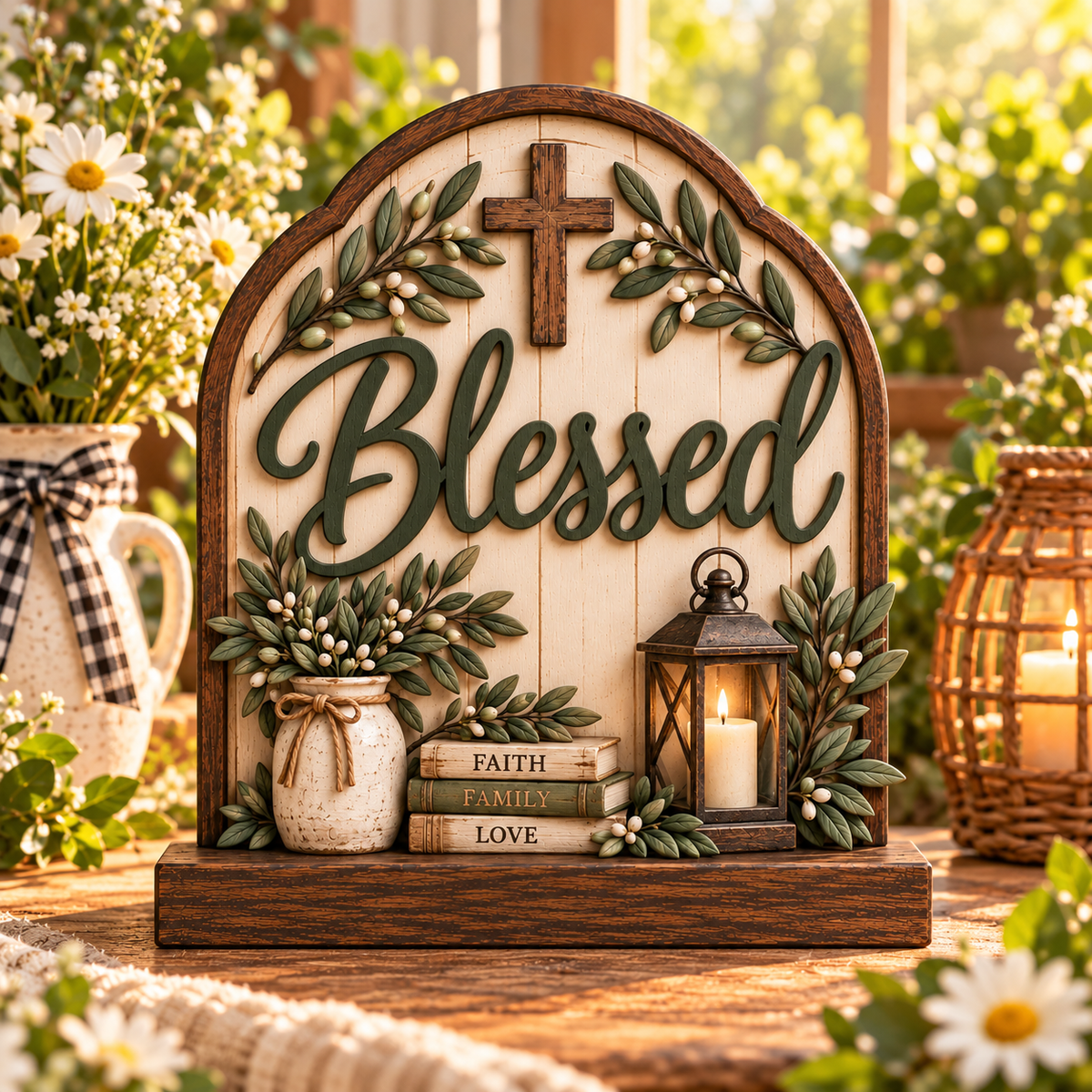 Blessed Arch botanical wood decor