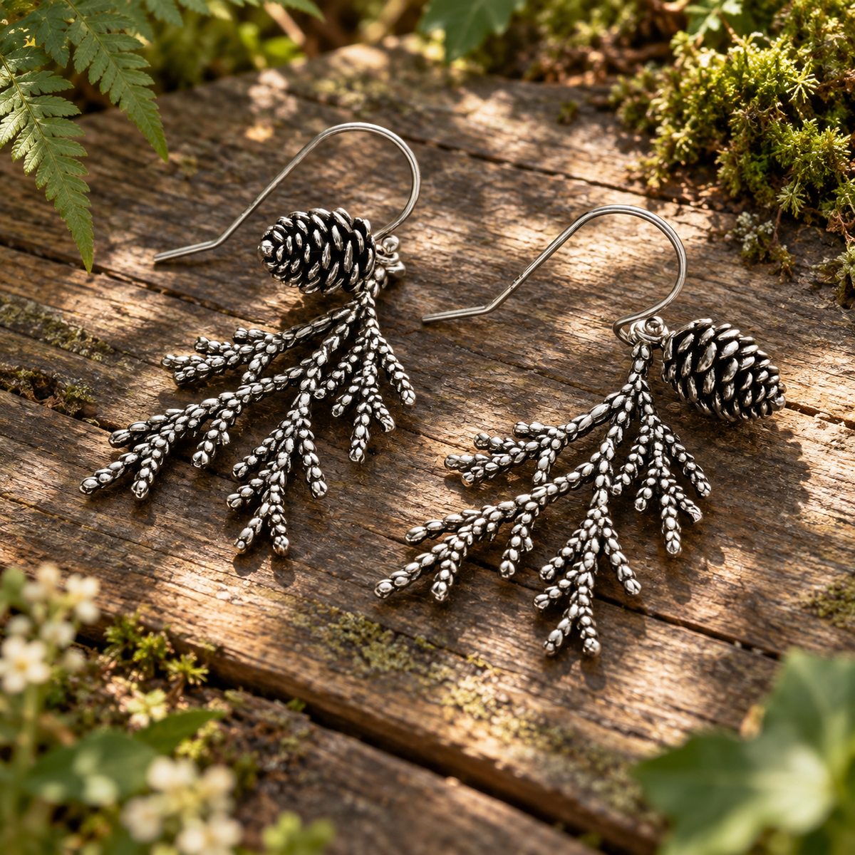 Pinecone Cedar Sprig Earrings