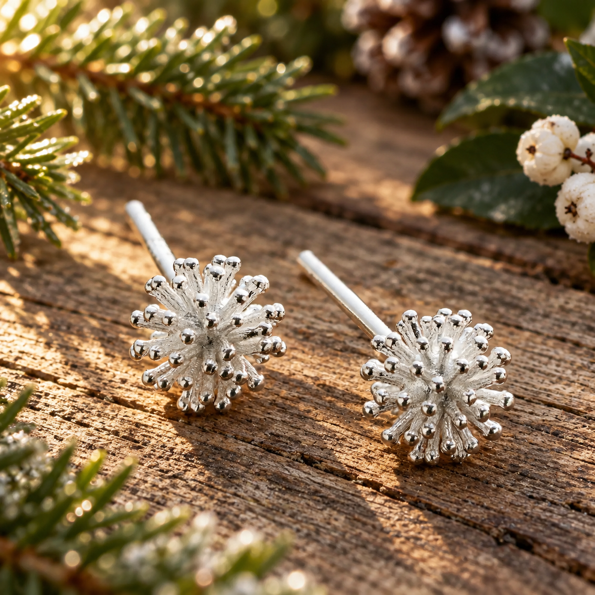 Silver Snowflake Studs