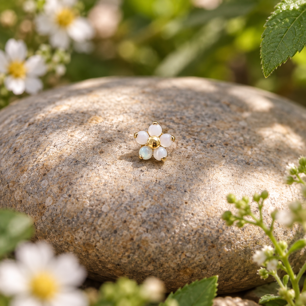 White Tiny Flower Studs