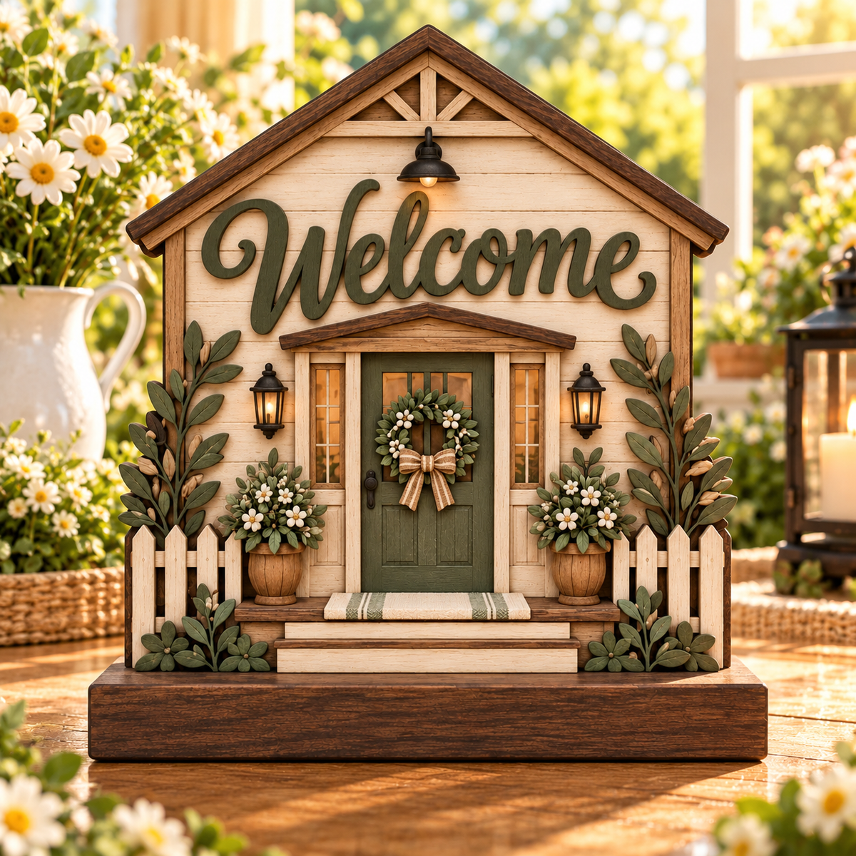 Welcome House botanical wood decor