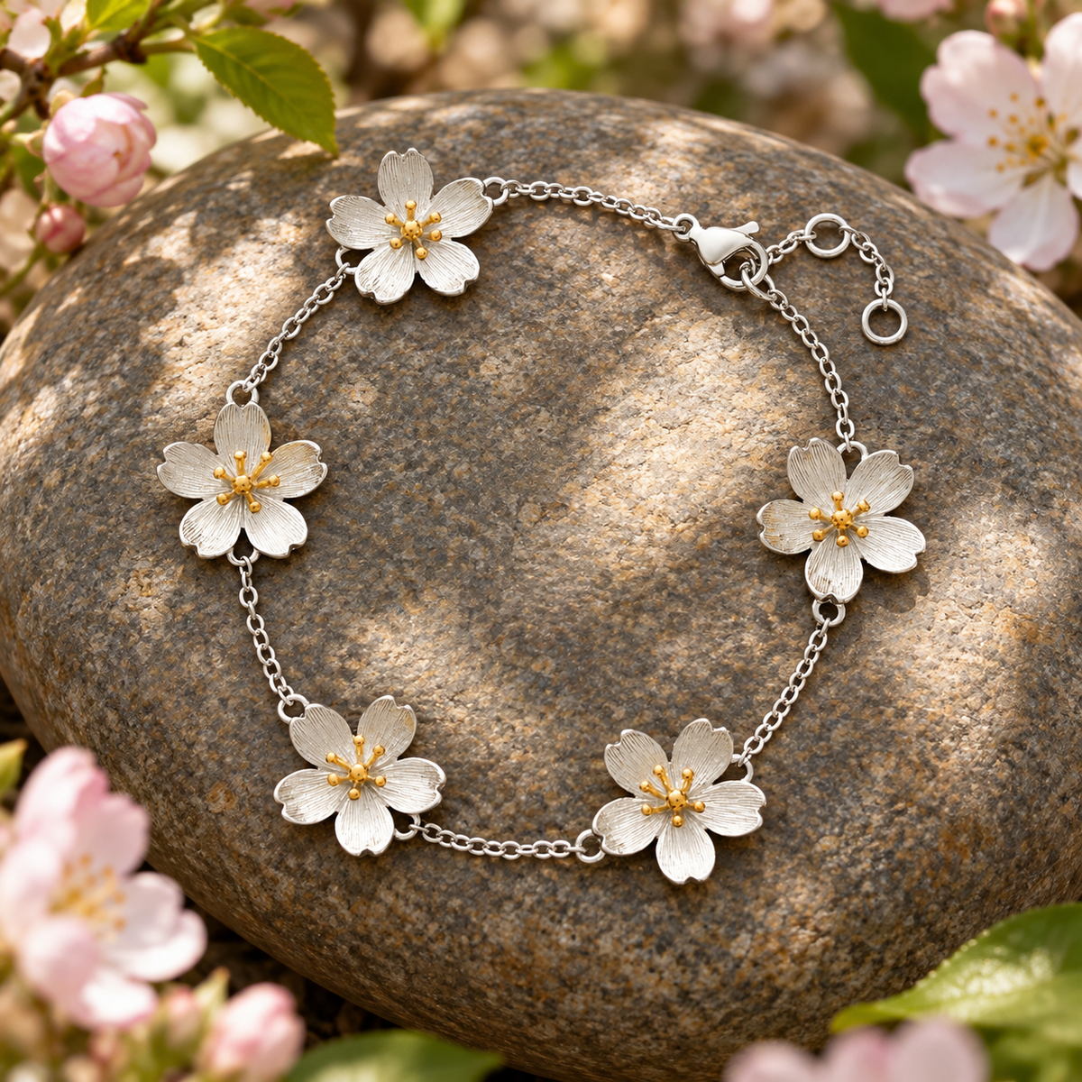 White Blossom Link Bracelet