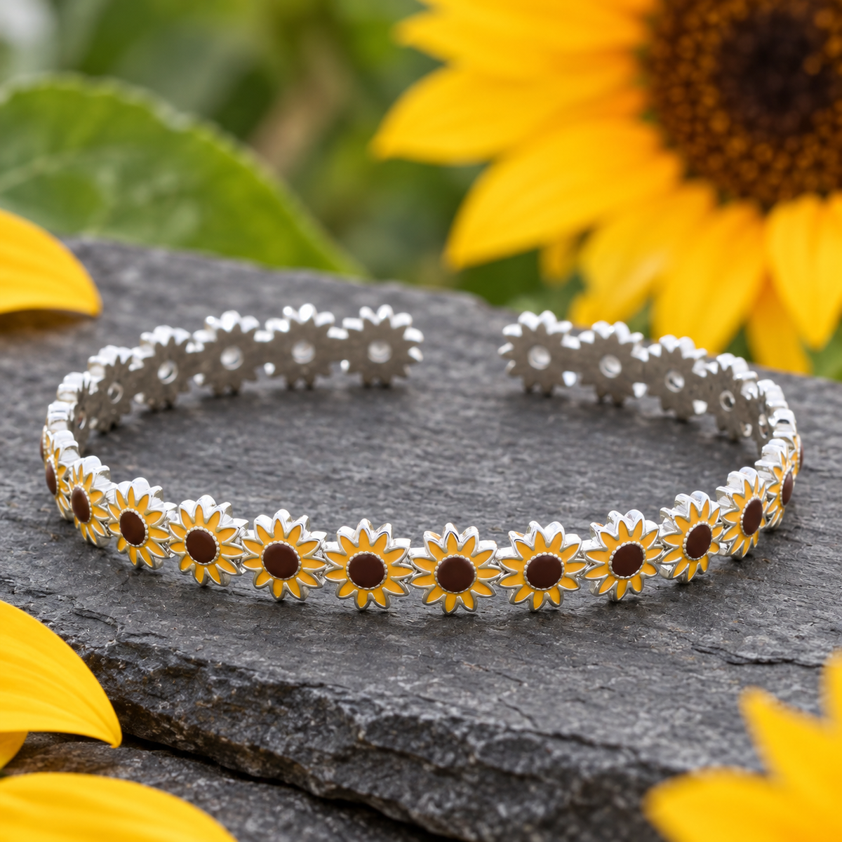 Yellow Sunflower Band Bracelet
