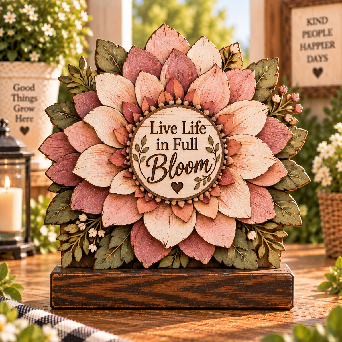 Live Life in Full Bloom garden wood decor