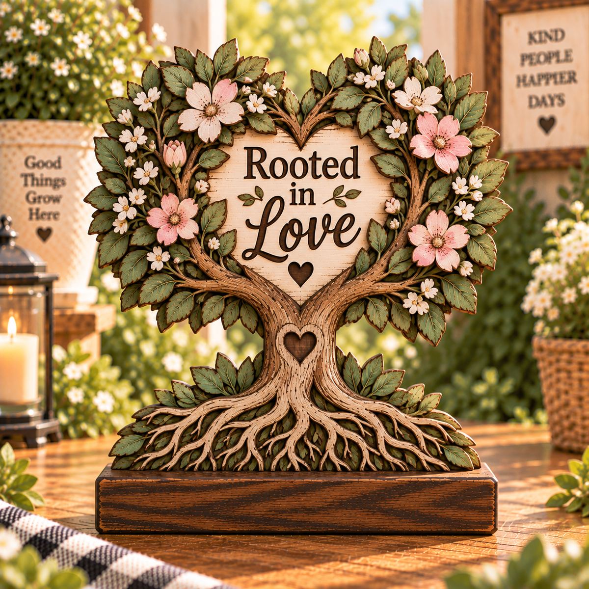 Rooted in Love garden wood decor