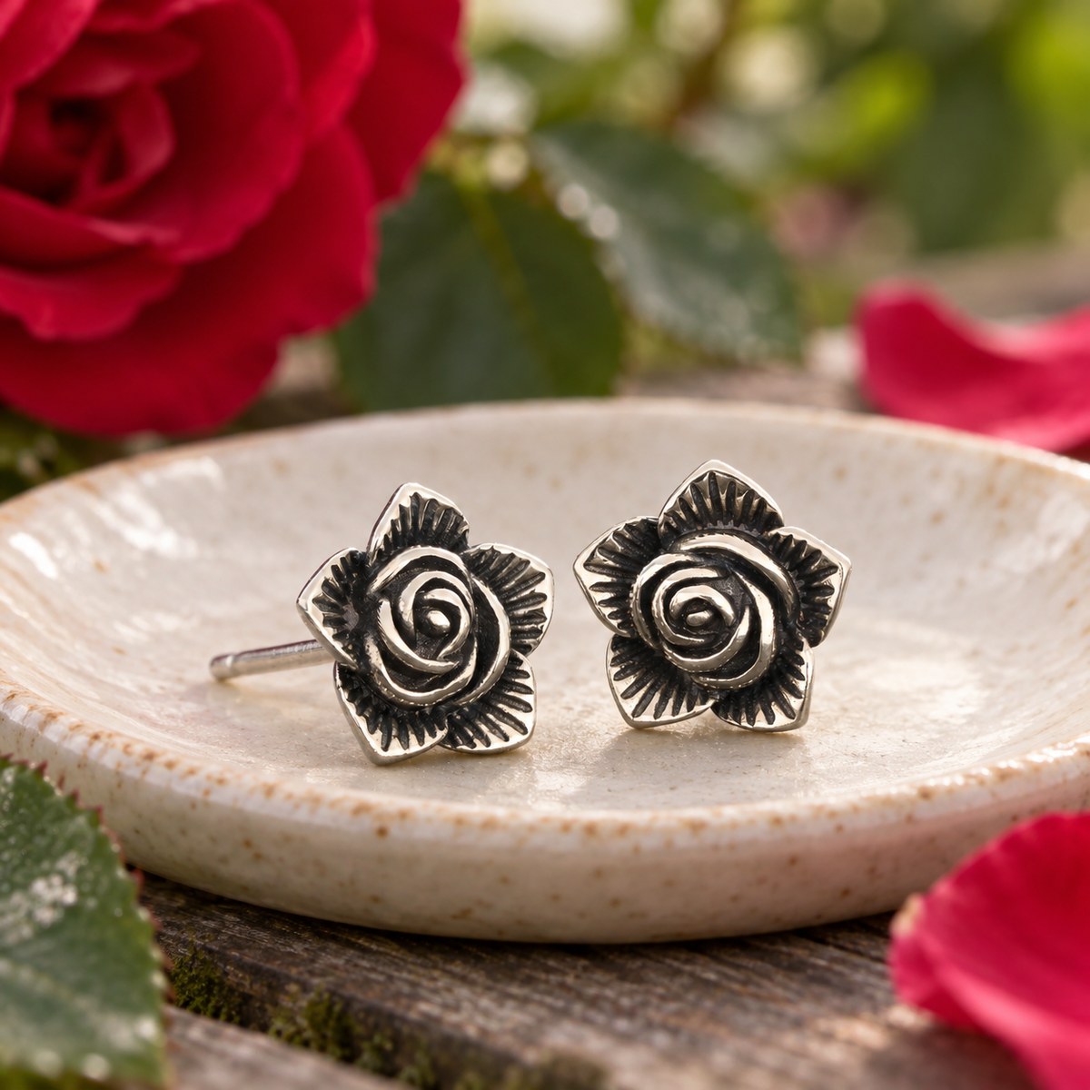 Antiqued Rose Studs