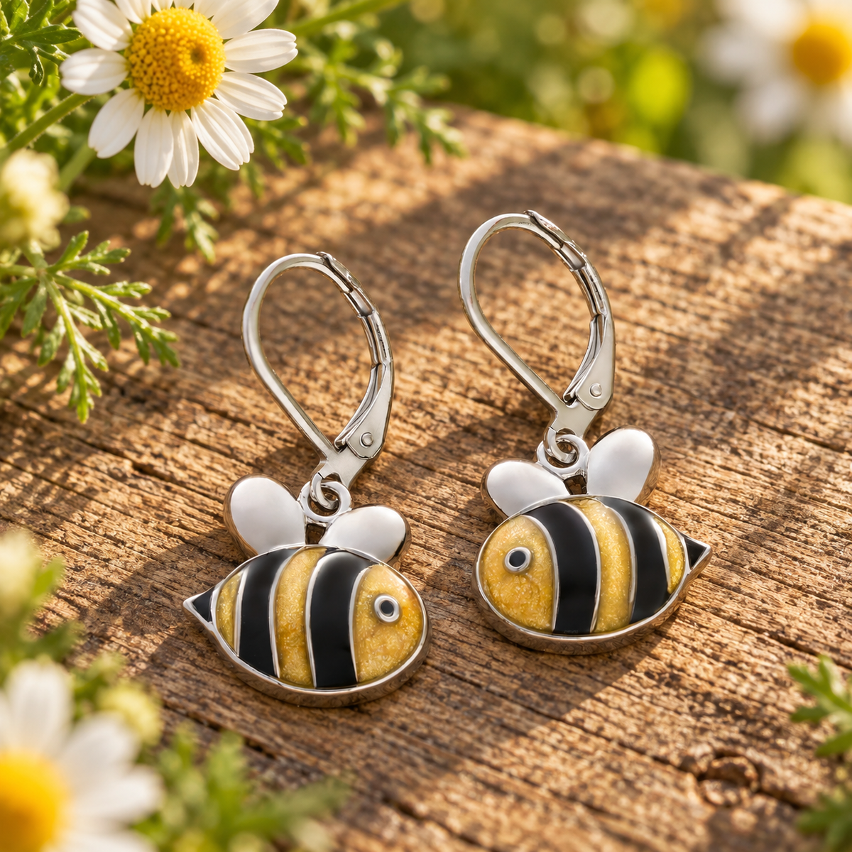 Bee Leverback Drop Earrings