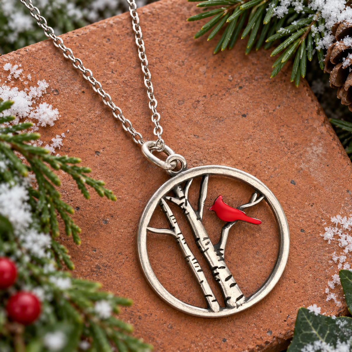 Cardinal Birch Circle Necklace