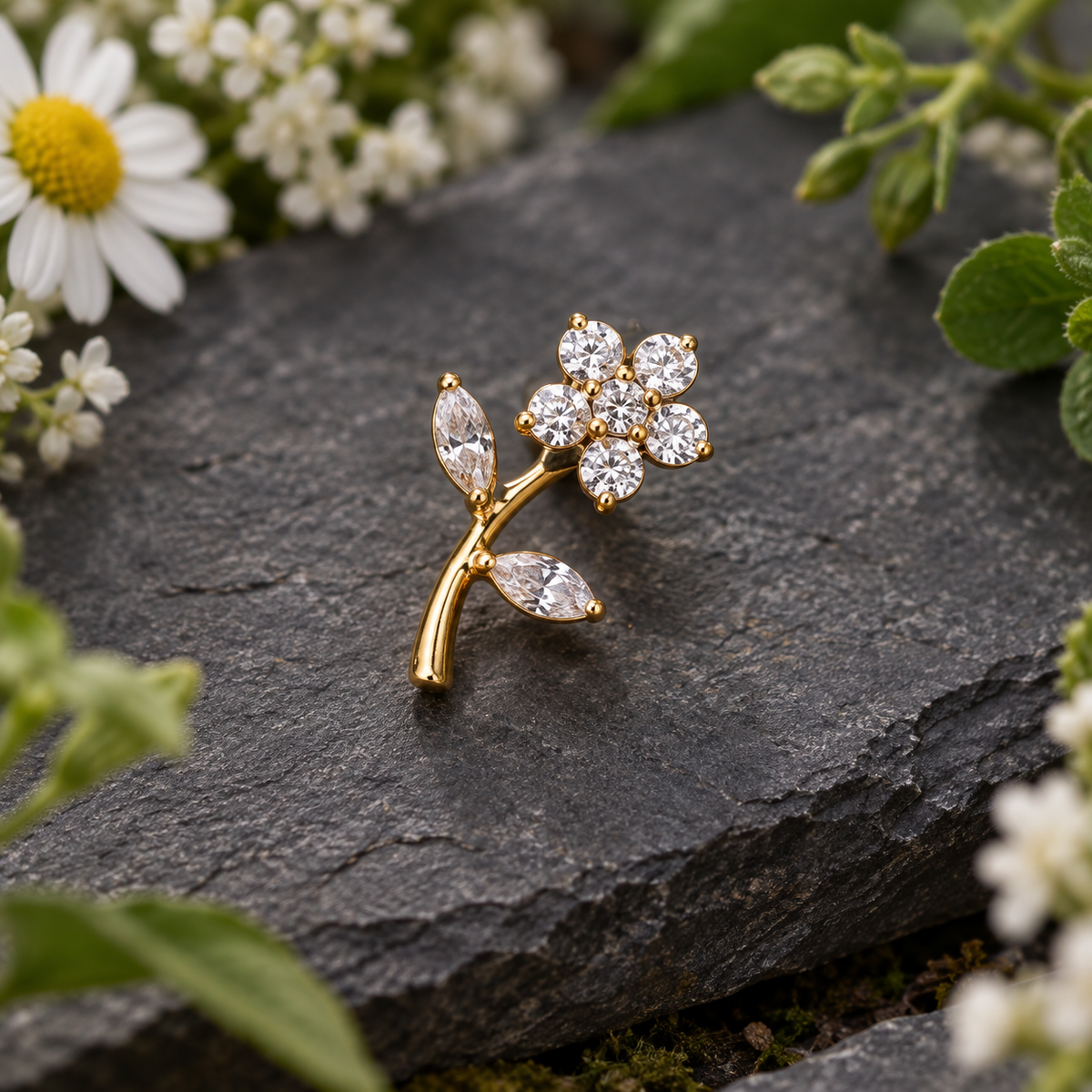 Crystal Flower Cartilage Earrings