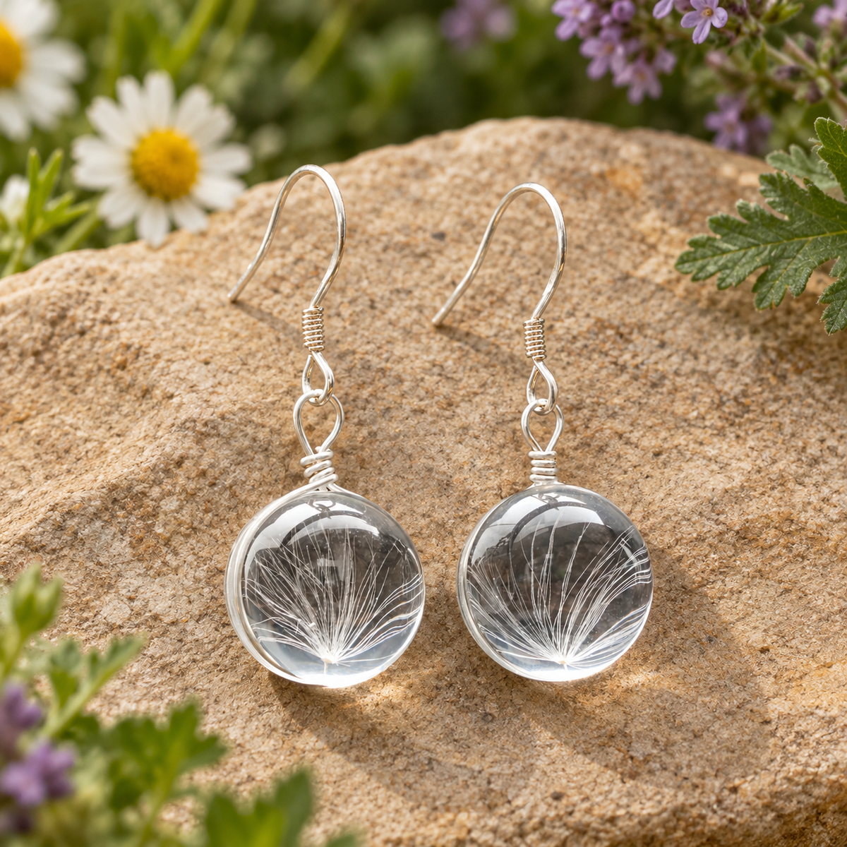 Dandelion Seed Globe Earrings