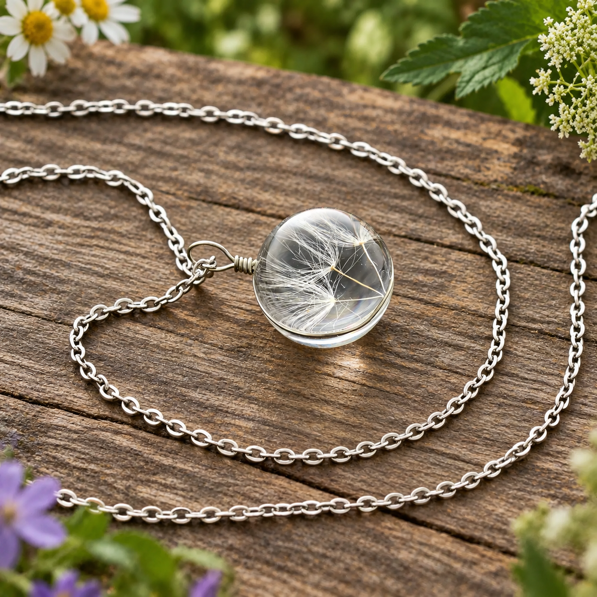 Dandelion Seed Globe Necklace