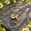 Gold Bee Hexagon Necklace