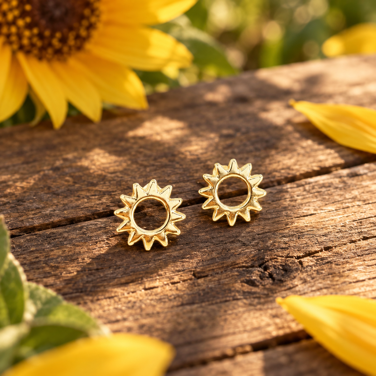 Gold Center Sunflower Studs