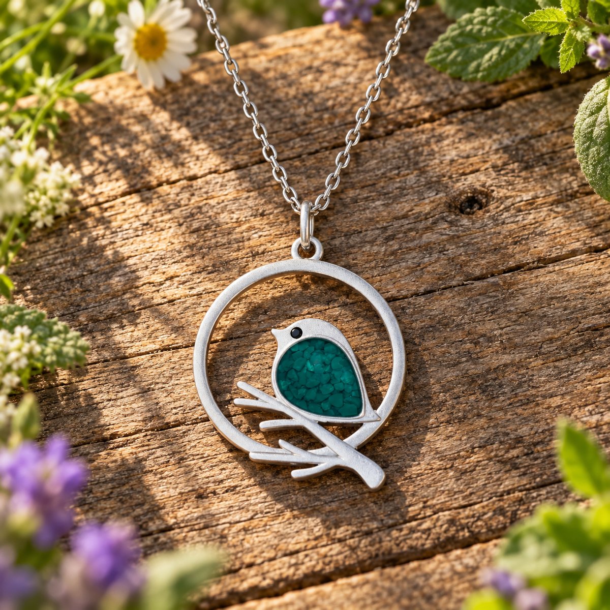 Green Circle Branch Necklace