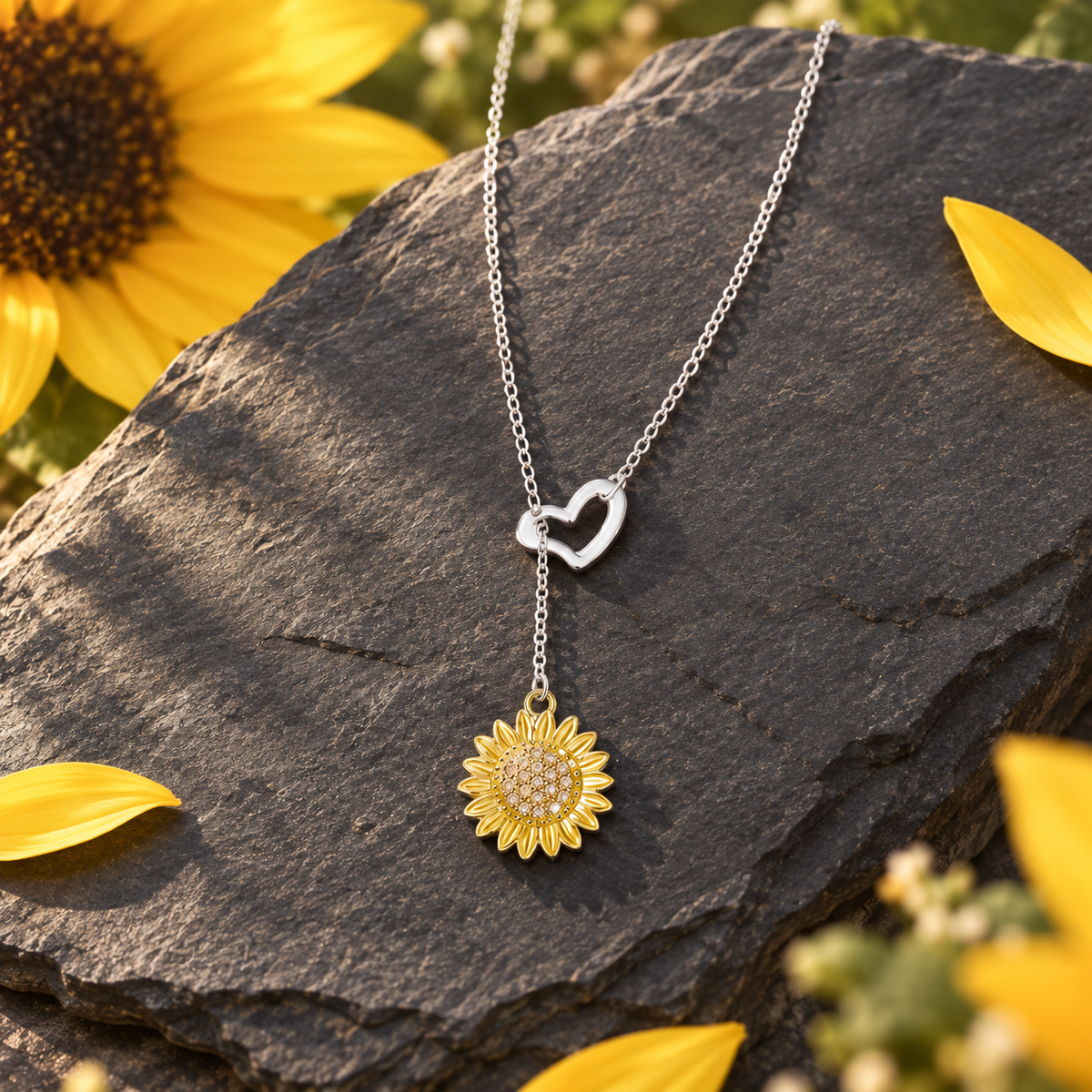 Heart And Sunflower Necklace