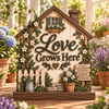Love Grows House botanical wood decor