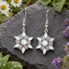 Opal Flower Fishhook Earrings