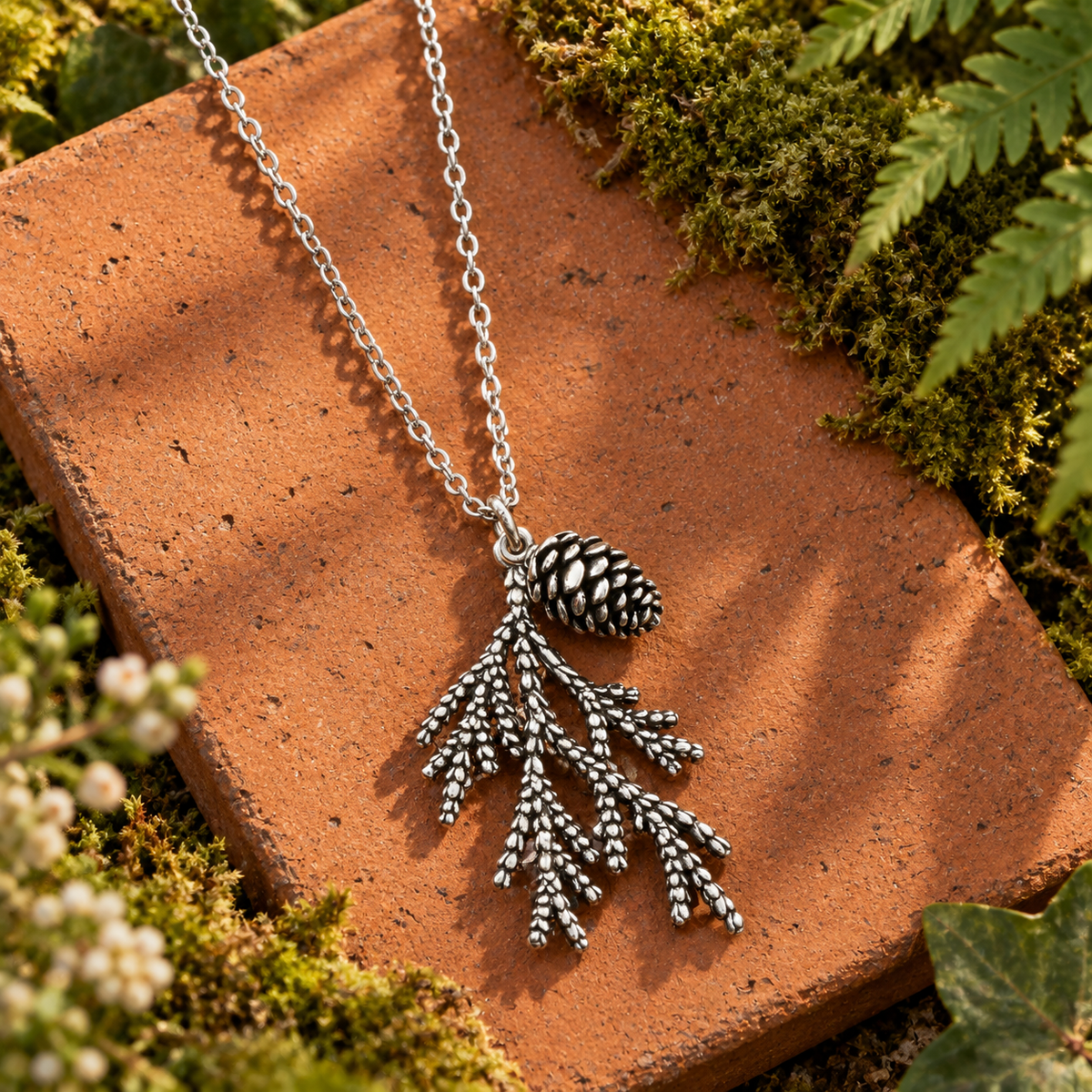 Pinecone Cedar Sprig Necklace