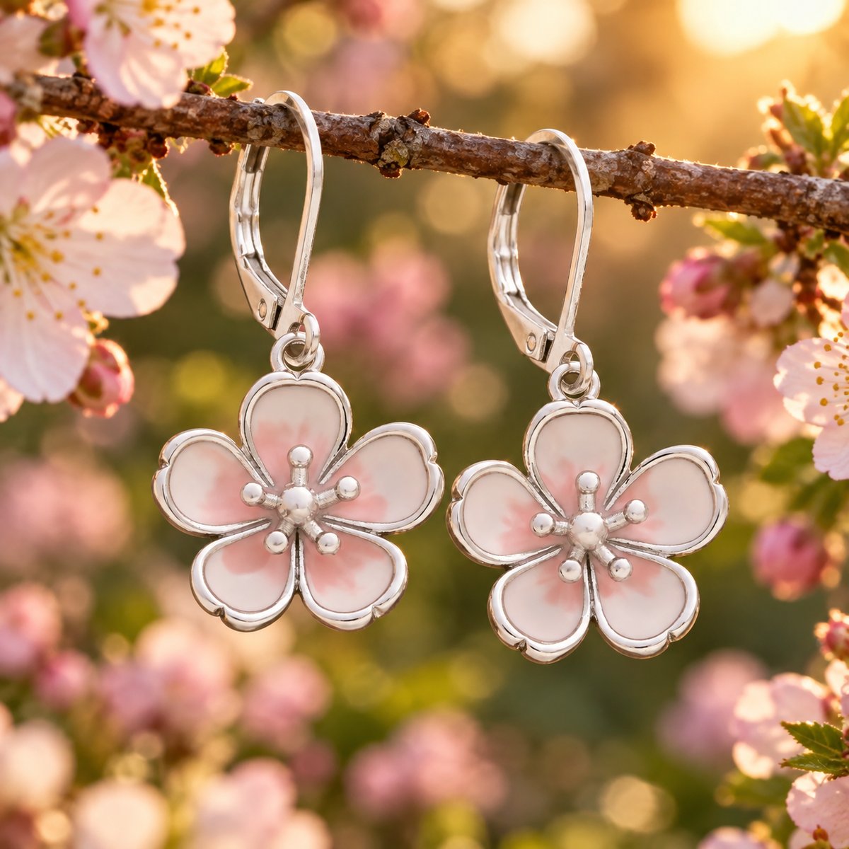 Pink Cherry Blossom Earrings