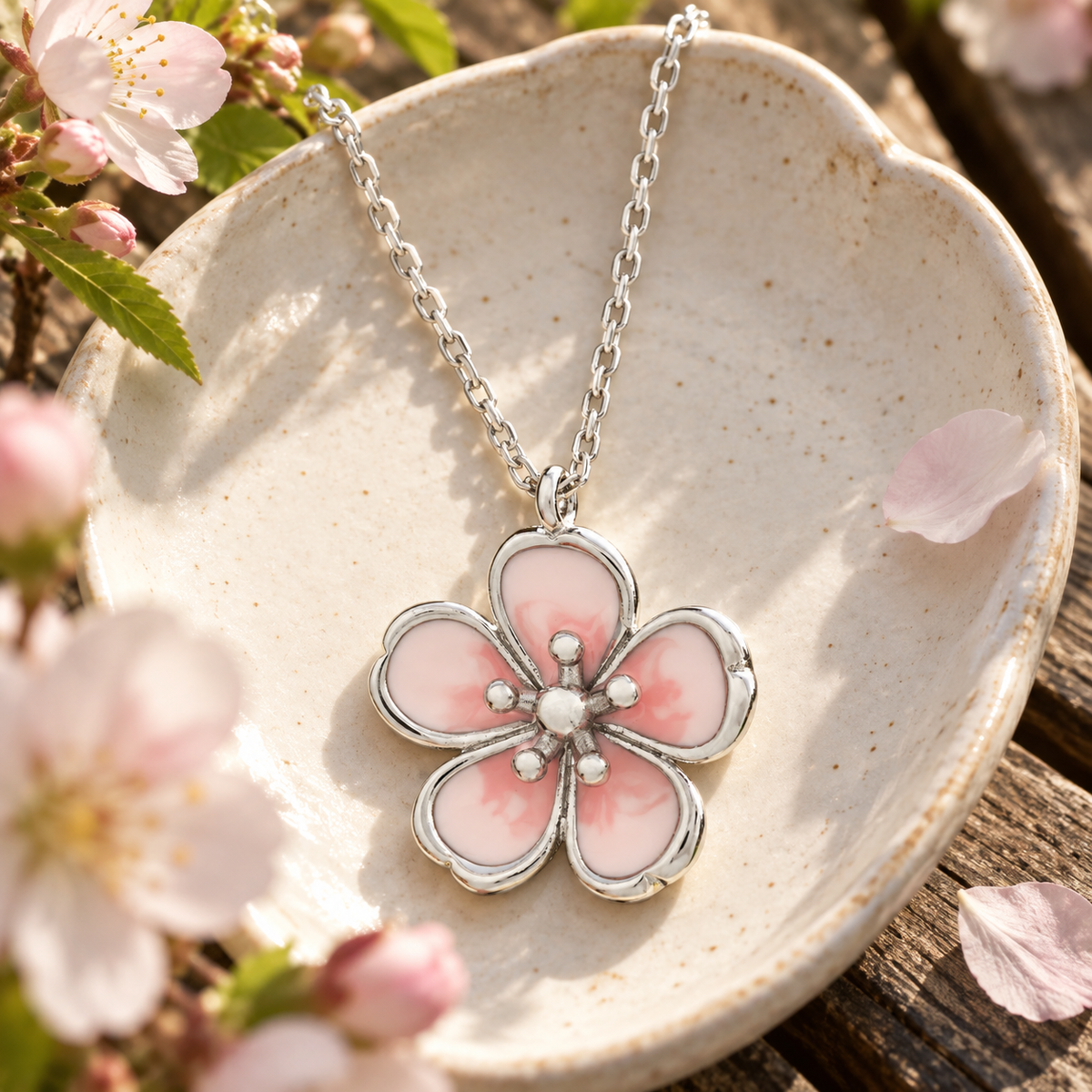 Pink Cherry Blossom Necklace