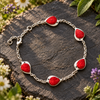 Red Teardrop Link Bracelet