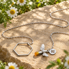 Silver Bee Hexagon Necklace