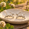 Silver Running Rabbit Studs