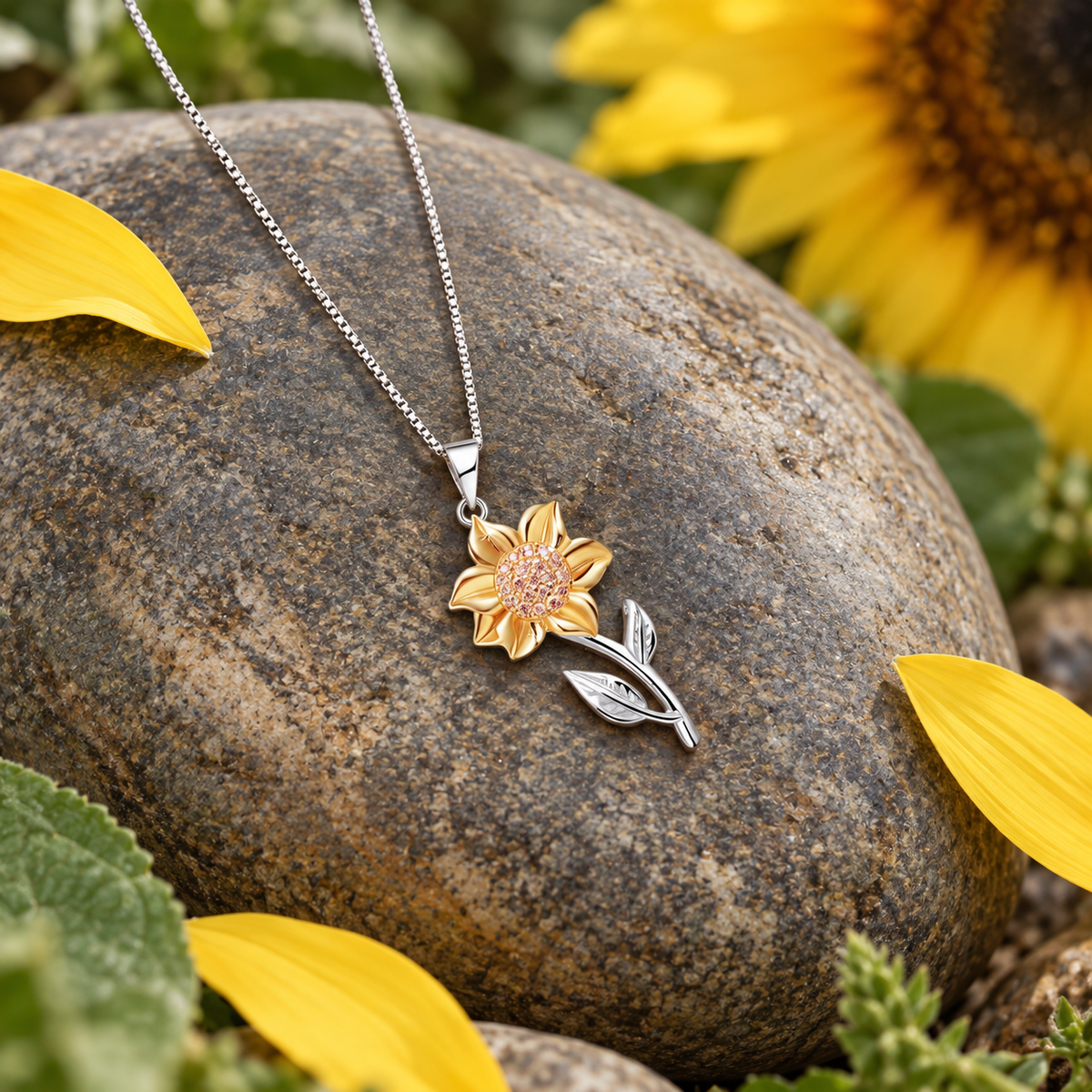 Small Sunflower Stem Necklace