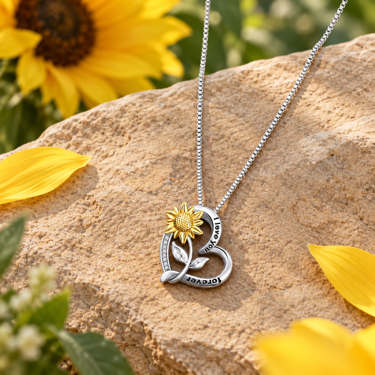 Sunflower Double Heart Necklace