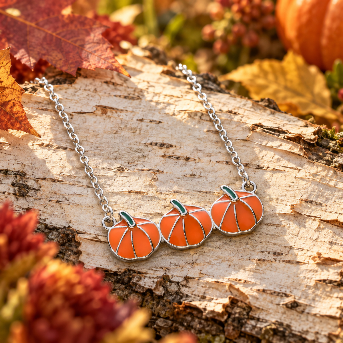Three Pumpkin Necklace