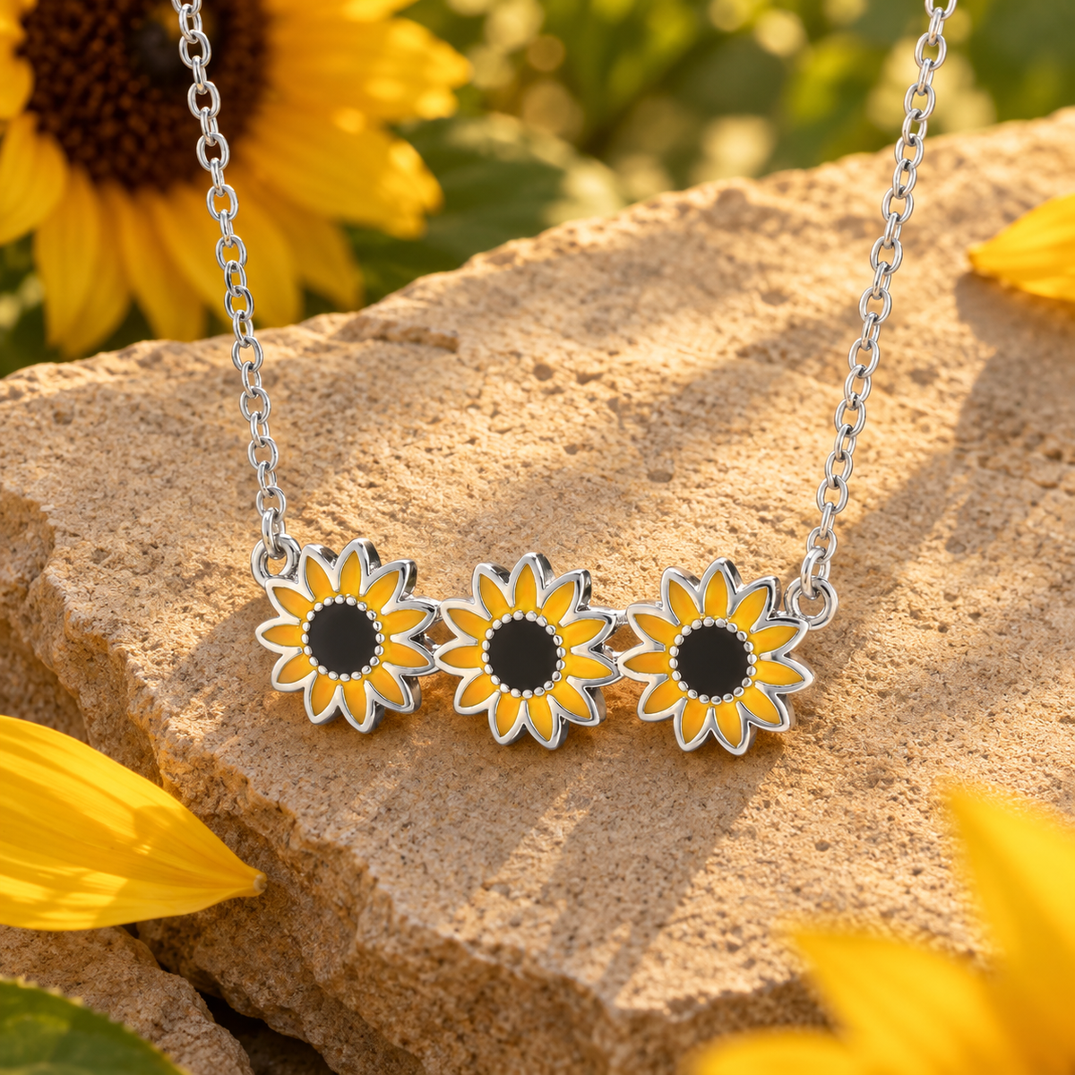 Triple Sunflower Necklace