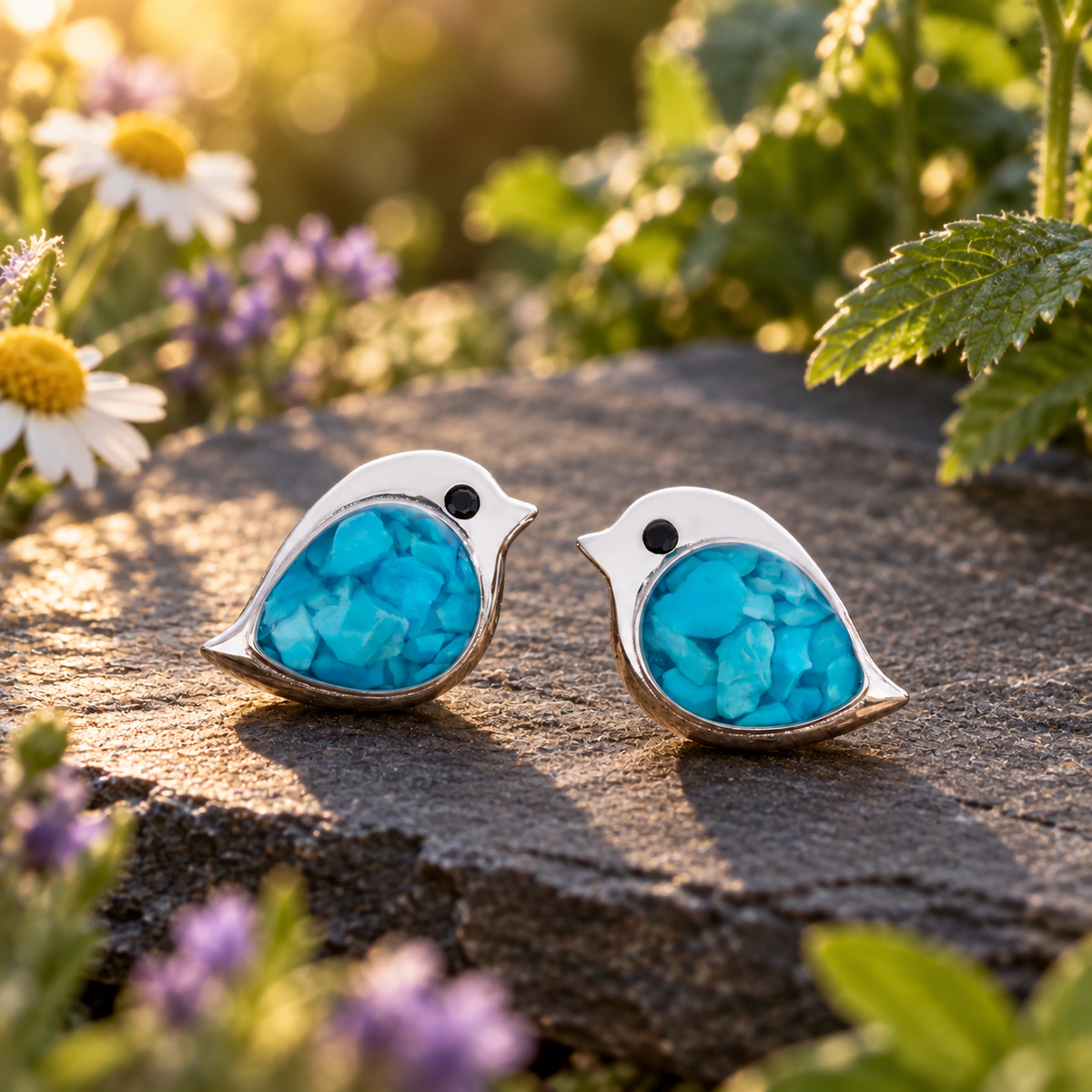 Turquoise Bird Studs