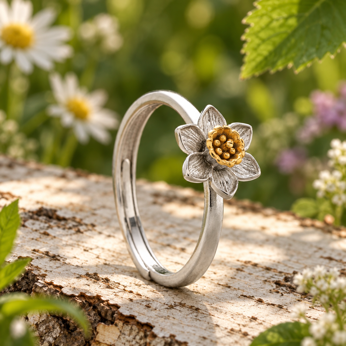 Two-Tone Daffodil Ring