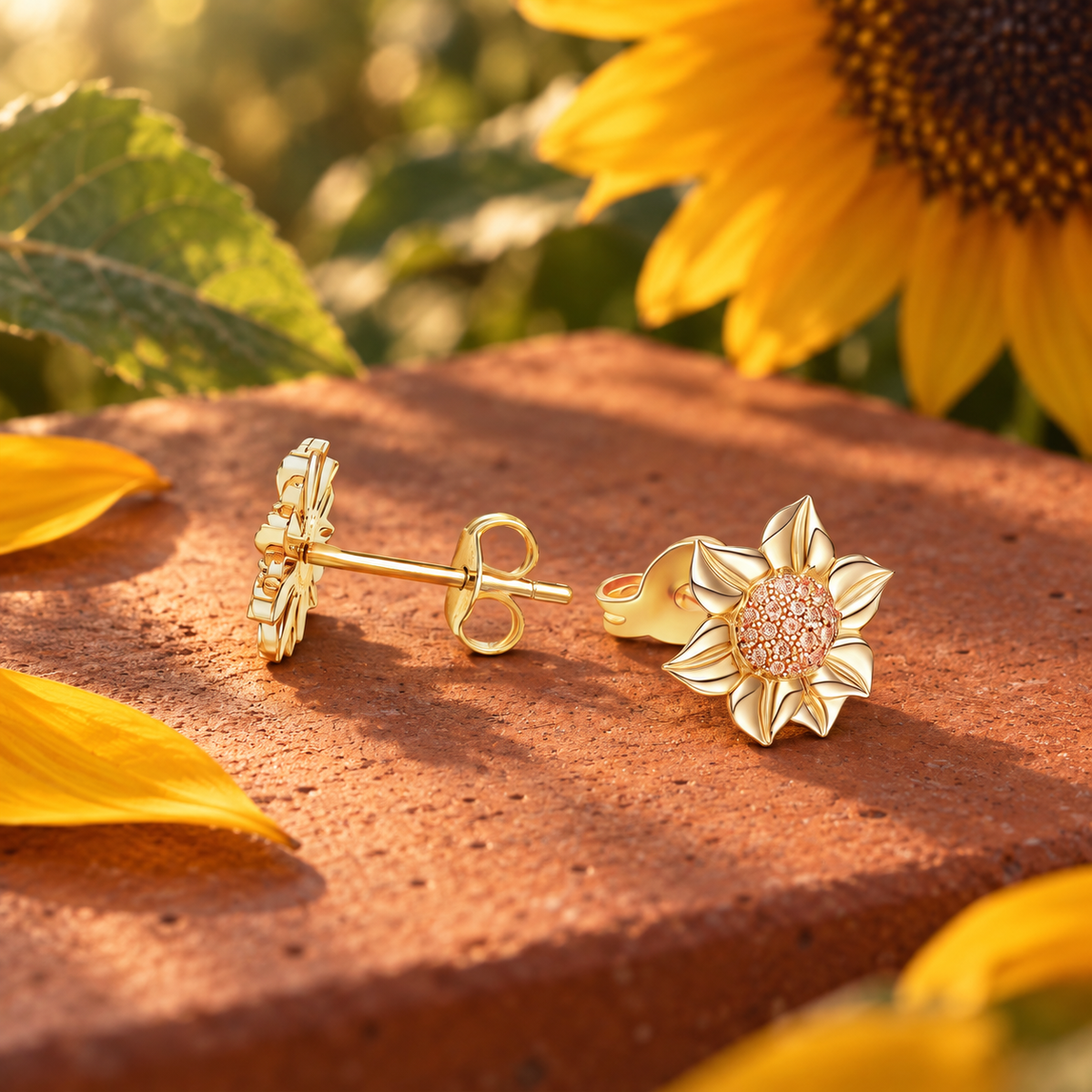 Two-Tone Sunflower Studs