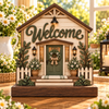 Welcome House botanical wood decor