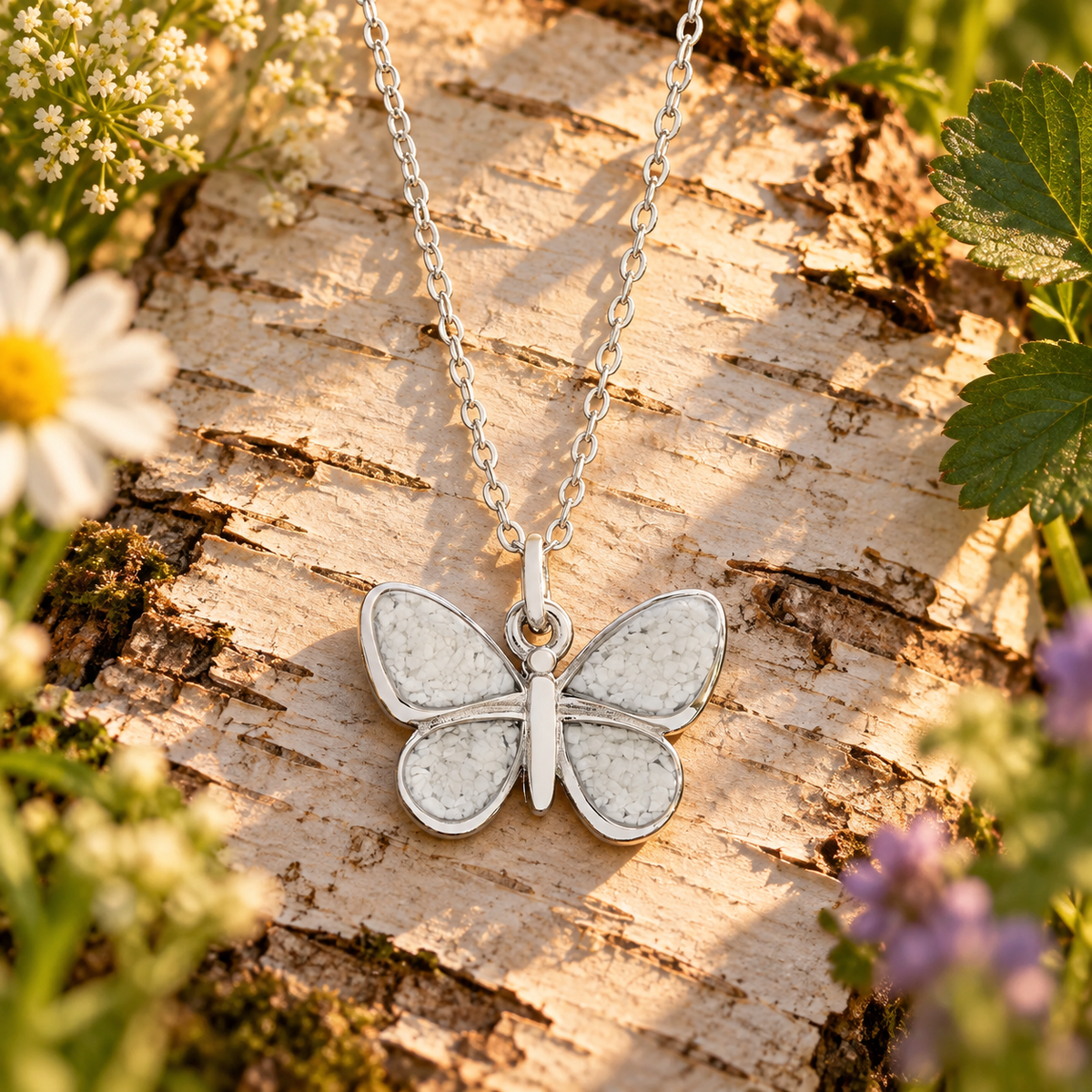 White Butterfly Necklace